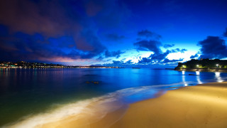 Beach water night sky clouds - free sunset wallpaper for desktop