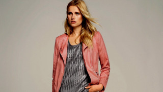 Woman pink jacket dress posing - a pink jacket free wallpaper