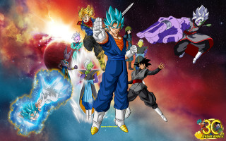 Dragon ball characters space stars - a group of dragon ball characters free wallpaper