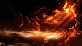 Red sky moon stars clouds - david free wallpaper for desktop