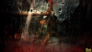 Man standing rain umbrella window - an umbrella in front free wallpaper