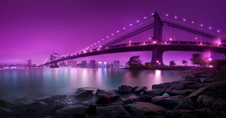 Bridge water city night lights 24 - the bridge free wallpaper