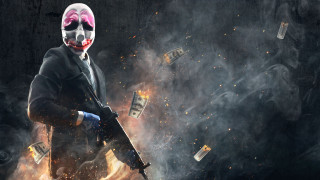 Man suit mask gun money 2 - smoke behind free wallpaper