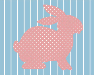 Pink bunny rabbit blue white - a cross stitch free wallpaper