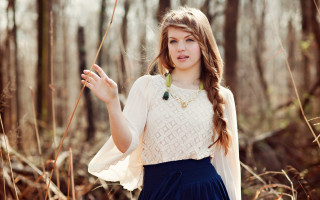 Woman white top blue skirt - blue skirt free wallpaper