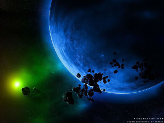Space scene green blue light - a space scene free wallpaper