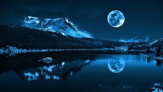 Full moon mountain lake night - full moon free wallpaper for desktop