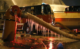 Fire truck spraying water hydrant - a fire hydrant free wallpaper
