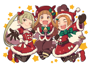Anime girls christmas costumes coffee - their hand free wallpaper