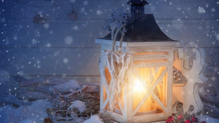 Lantern snow light red flower - a lantern free wallpaper