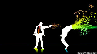 Suit tie gun pointing flower - another man in a suit free wallpaper for desktop