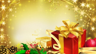 Christmas background presents decorations gold 5 - a christmas background free wallpaper