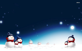 Snowmen snow sky stars group - the sky behind them free wallpaper