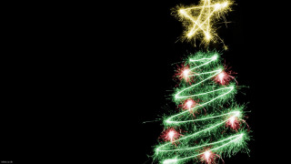 Christmas tree fireworks star black - the air above free wallpaper