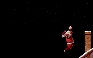Santa jumping space aurora fireworks - his hands in free wallpaper for desktop