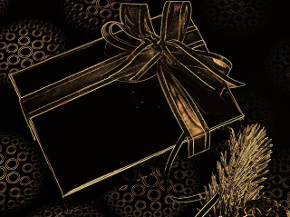 Black gold giftbox bow pinecone - a pine cone free wallpaper