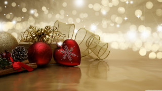 Christmas ornaments table tree ribbon - naive free wallpaper
