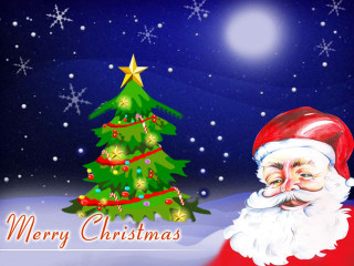 Santa claus christmas tree star - a christmas card free wallpaper