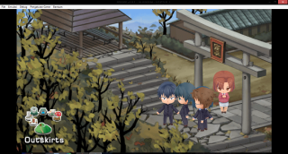 Computer screen group walking building - yellow leaf free wallpaper