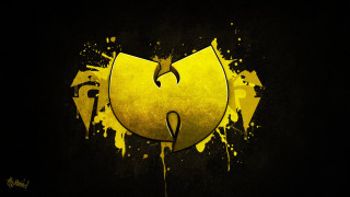 Yellow black logo paint splatters - graffiti art free wallpaper