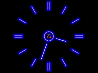 Clock blue neon lights hands - elizabeth murray free wallpaper