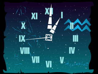 Clock man pole sky background - a cartoon free wallpaper