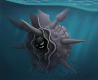 Cartoon sea monster huge tooth - an illustration free wallpaper for desktop