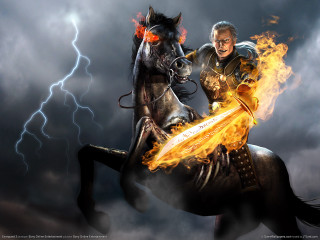 Man riding horse fire lightning - the back of a horse next free wallpaper
