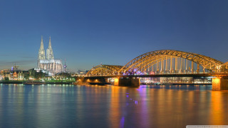 Bridge river city night lights 13 - a cathedral free wallpaper