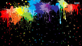 Colorful background paint splatters stars - action painting free wallpaper