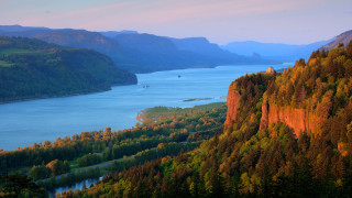Scenic view river mountains boat - the other side free wallpaper for desktop