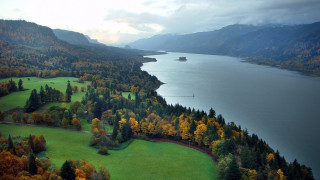 Autumn lake trees cloudy sky - david boyd free wallpaper for desktop