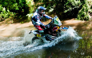 Motorcycle river woods impressionist nature - river free wallpaper