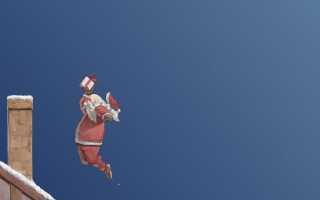 Santa claus flying sky building - a santa clause free wallpaper