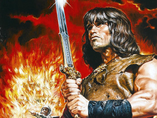 Man sword fire demon painting - arnie swekel free wallpaper