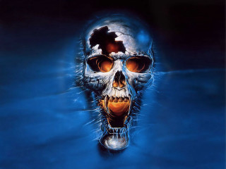 Skull glowing orange eye black - skull free wallpaper