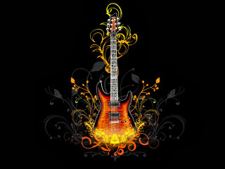 Guitar flame floral design back - a flame free wallpaper