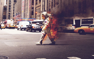 Man fire suit street fire - his mouth free wallpaper