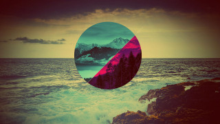 Mountain water halfcircle mountain background - surreal design free wallpaper for desktop