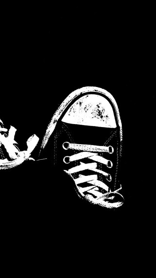 Shoes shoelace black background white - punk art free wallpaper for mobile