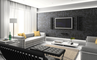 Living room modern european ink 4 - curtain free wallpaper