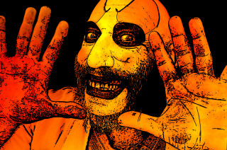 Man hands up orange black - in the air free wallpaper