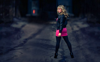 Woman pink skirt black jacket 2 - black jacket free wallpaper