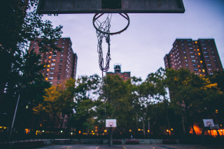 Basketball hoop city park dusk - a basketball hoop free wallpaper