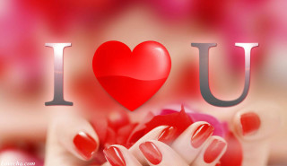 Woman holding red heart i 2 - a red heart free wallpaper