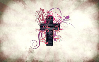Gothic cross floral grungy paint - a floral design free wallpaper for desktop