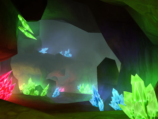 Cave colorful lights structure middle - volumetric lighting free wallpaper