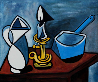 Table bowl spoon soup painting - cubism free wallpaper