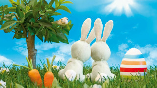Stuffed rabbits grass tree eggs 3 - bálint kiss free wallpaper