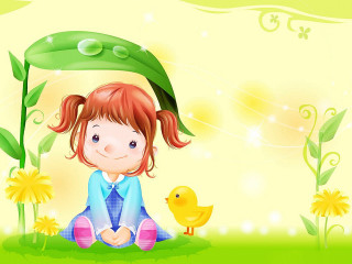 Little girl sitting duck plant - the ground next free wallpaper